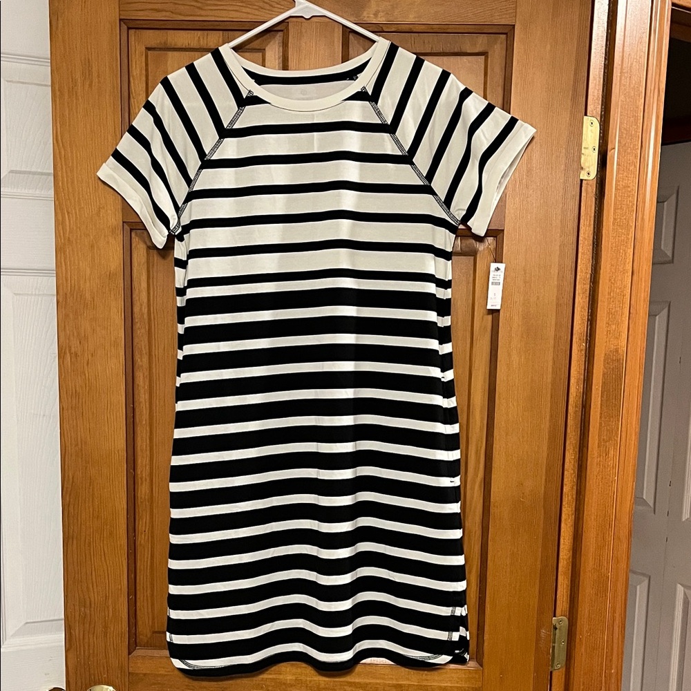 Talbots Black and White Striped Dress